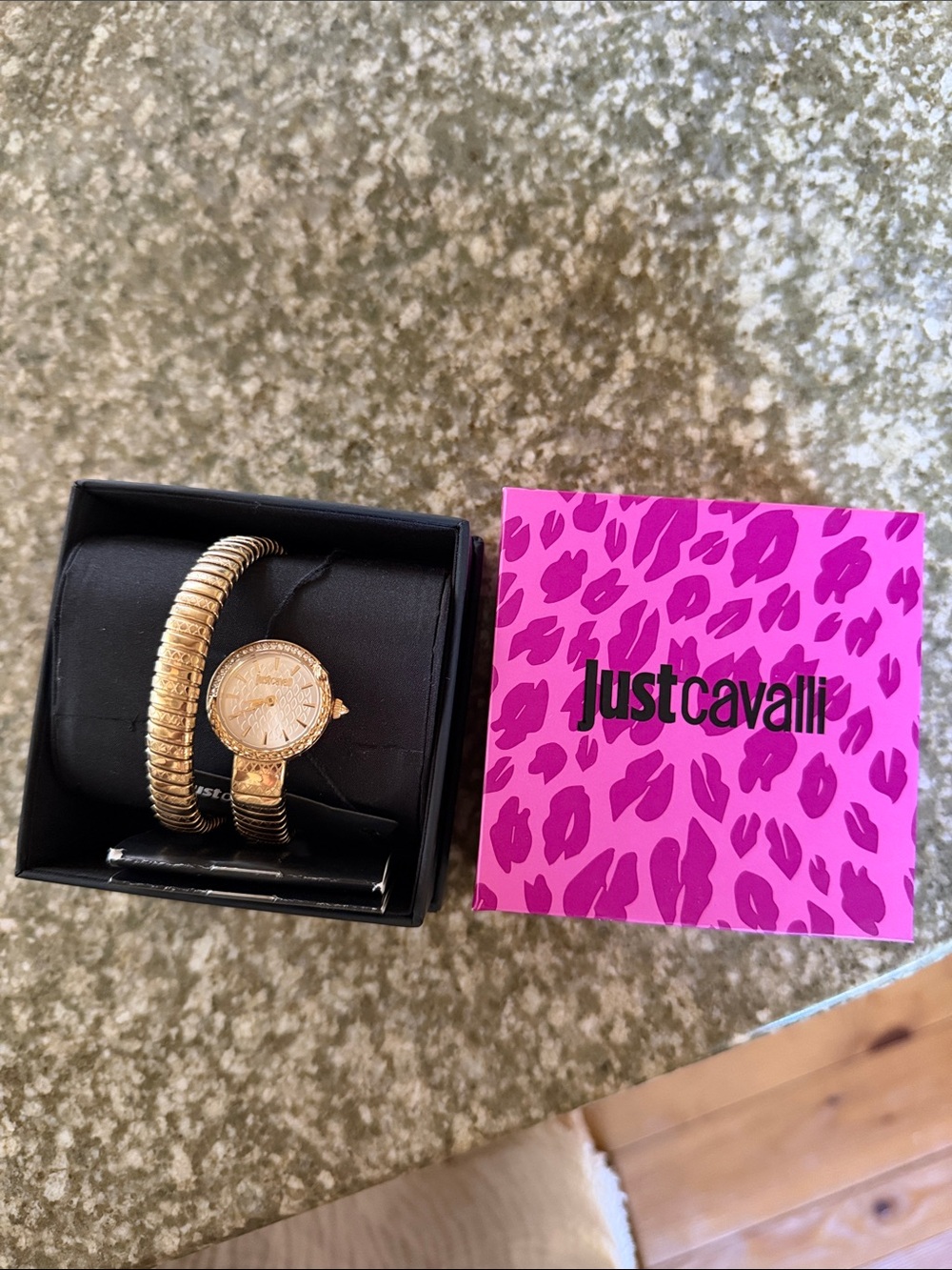 Just Cavalli Gold-Tone Women's Bracelet Watch with Pink Branded Box